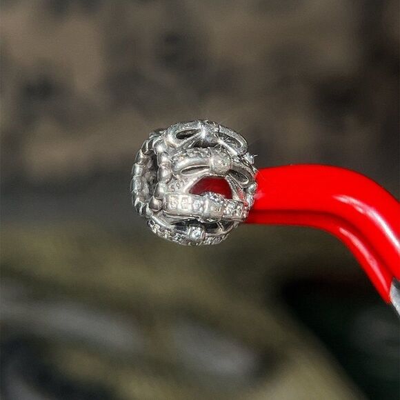 Pandora Cz Bow Round Charm - Picture 3 of 4